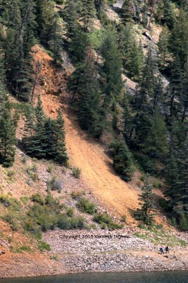 the prospecting hole that someone blasted
