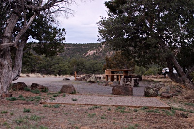 a tent pad at a campsite
