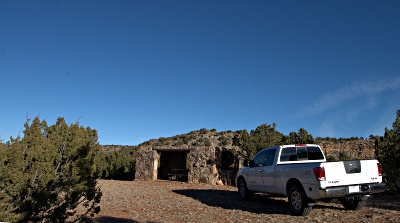 Our truck in a campsite in the upper campground
