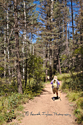 Diana walking down the trail
