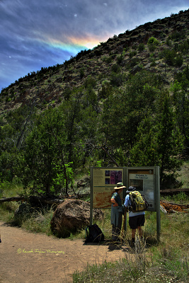 Sun dog with Diana and Sue looking at the information sign
