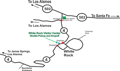Map showing the location of parking for the shuttle bus
