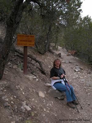 Diana Northup near the sign about the Albuquerque Breakfast-Civitan
