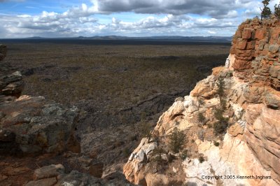 A view of the lava below the sandstone cliffs
