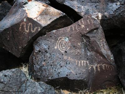 Bullet damage to a petroglyph
