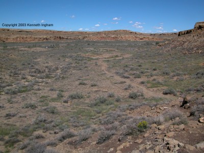 the trail, Casa Rinconada, and the parking area
