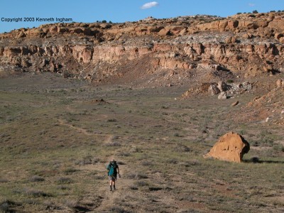 Diana on the trail in the valley bottom
